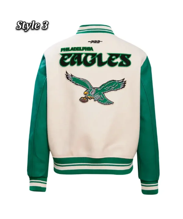 Cream/Green Philadelphia Eagles Retro Classic Varsity Jacket