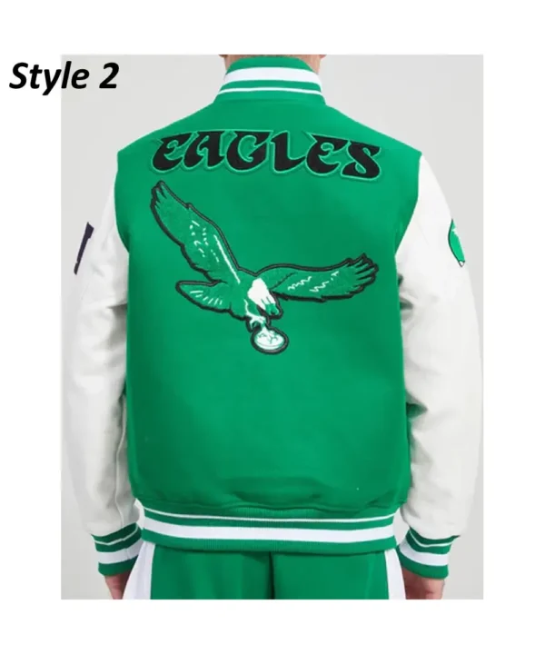 Cream/Green Philadelphia Eagles Retro Classic Varsity Jacket