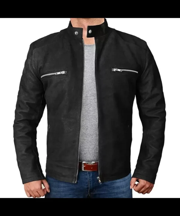 Slim Fit Black Racer Jacket