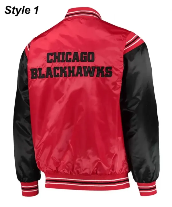 Chicago Blackhawks Red and Black Satin Varsity Jacket