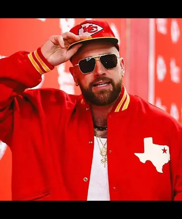 Travis Kelce Dallas Texans Red Varsity Wool Jacket