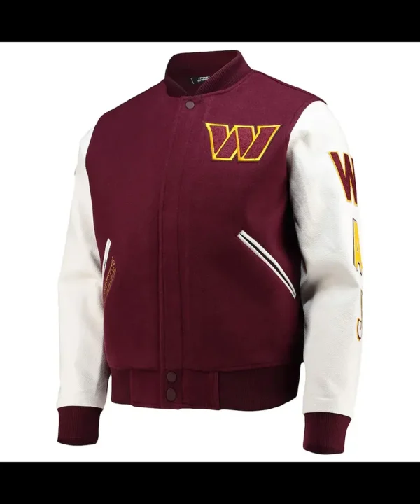 Washington Commanders Burgundy and White Letterman Jacket