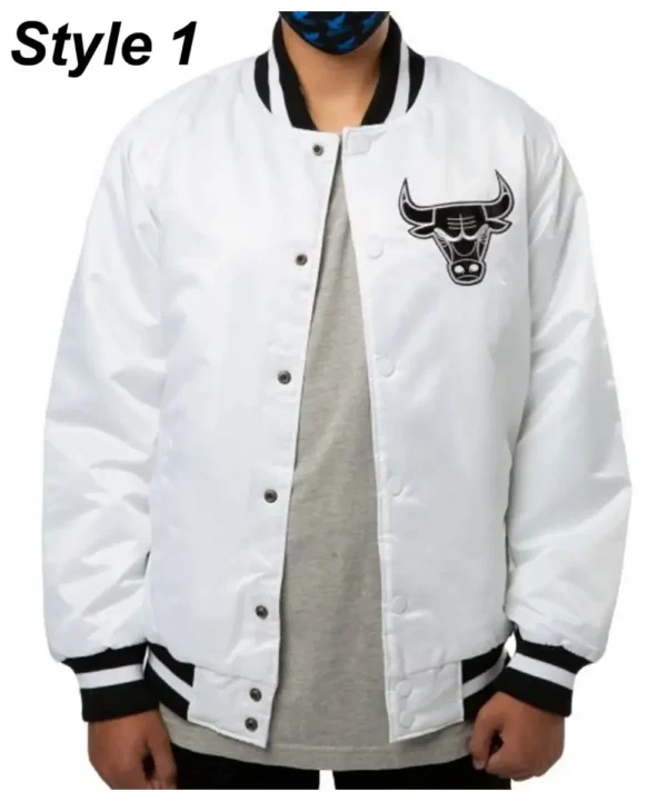 Chicago Bulls White Satin Jacket