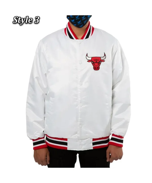 Chicago Bulls White Satin Jacket