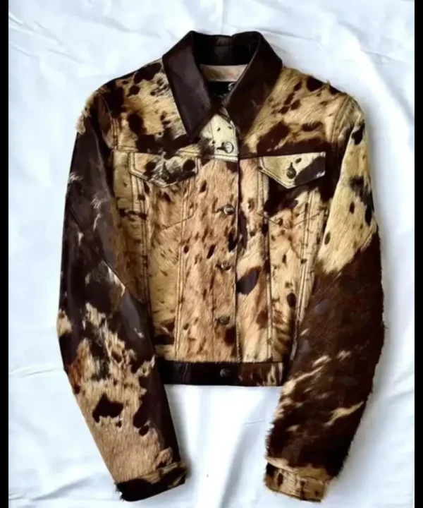 Cowhide Fur Brown Leather Jacket