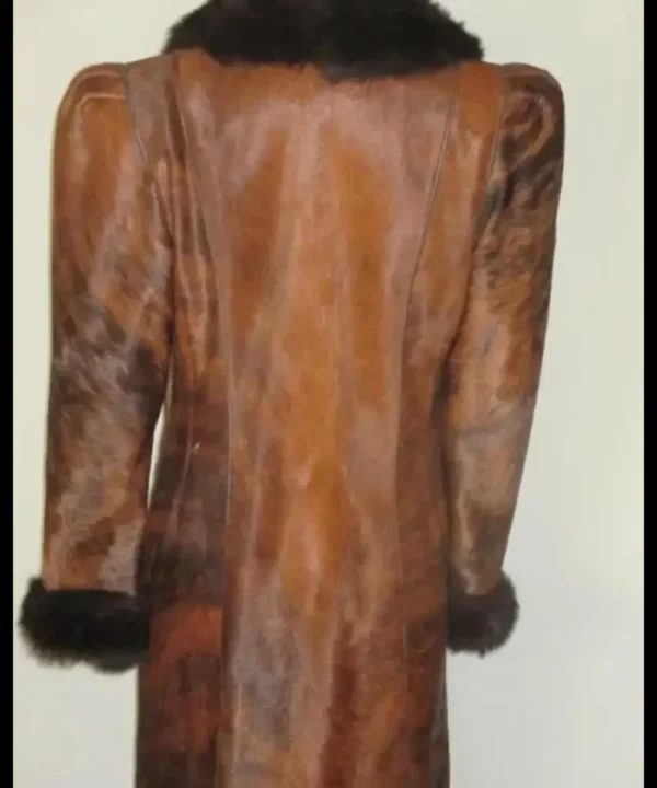 Cowhide Unique Brown Leather Fur Coat