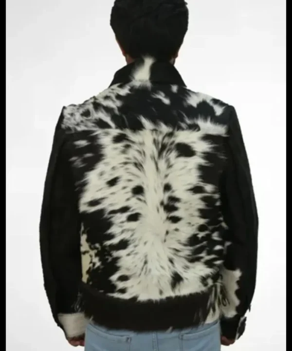 Cowhide Fur Black And White Leather Jacket