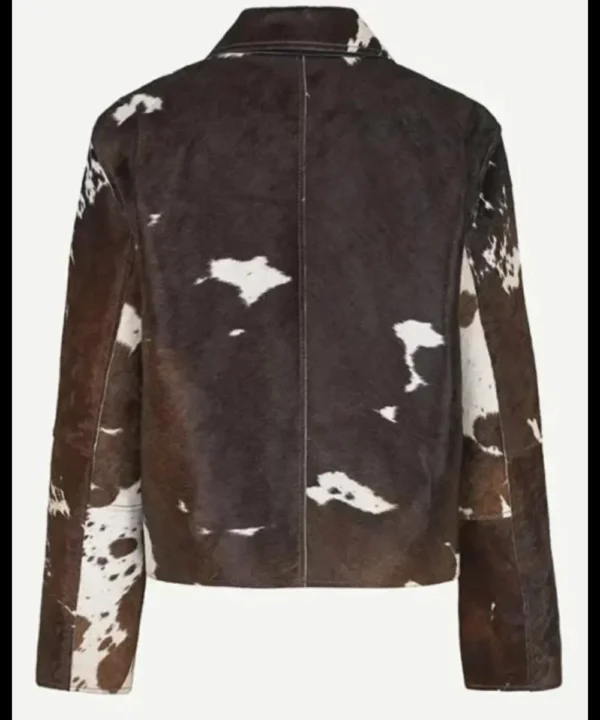 Cowhide Classic Brown And White Leather Jacket