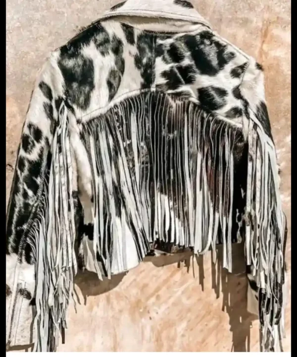 Cowhide Fringe Black And White Fur Jacket