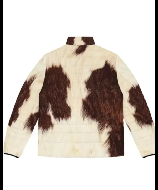 Cowhide Fur Print Puffer Jacket