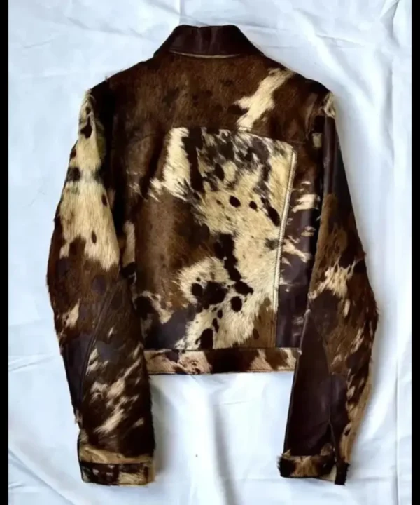 Cowhide Fur Brown Leather Jacket