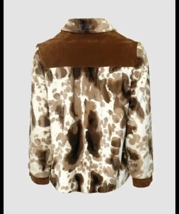 Cowhide Vintage White And Brown Fur Jacket