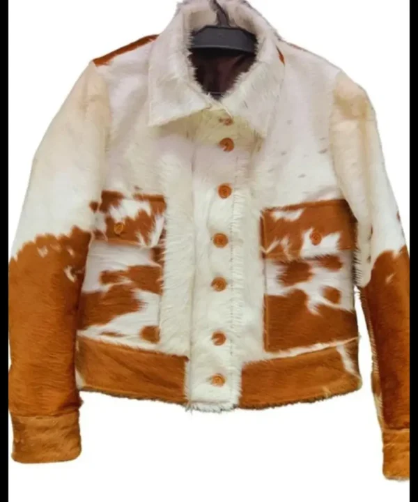 Cowhide White And Brown Fur Jacket