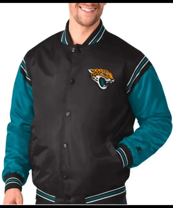 Jacksonville Jaguars Starter Black and Blue Satin Jacket