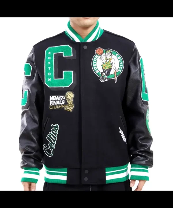 Boston Celtics Mash Up Finals Champions Black Varsity Jacket