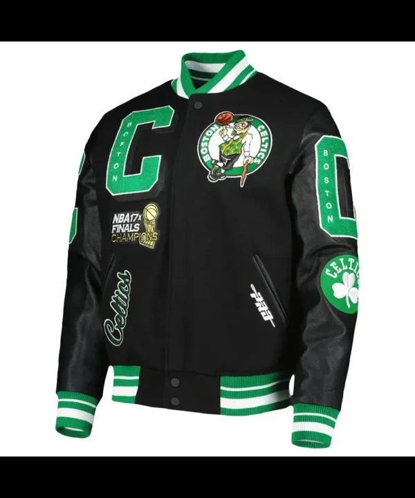 Boston Celtics Mash Up Finals Champions Black Varsity Jacket