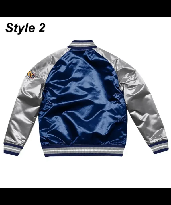 Navy Blue/Silver Dallas Cowboys Varsity Satin Jacket