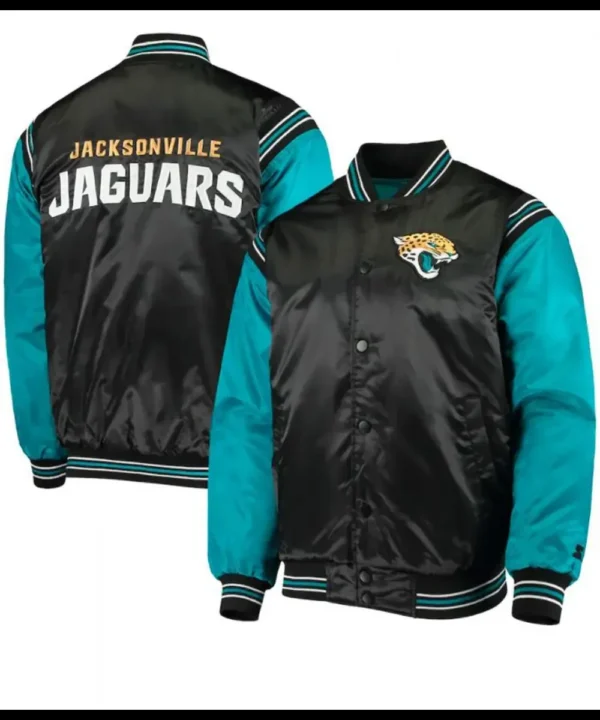 Jacksonville Jaguars Starter Black and Blue Satin Jacket