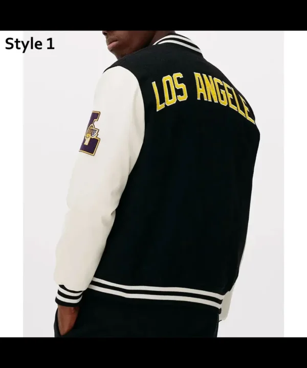 NBA LA Lakers Black and White Varsity Jacket