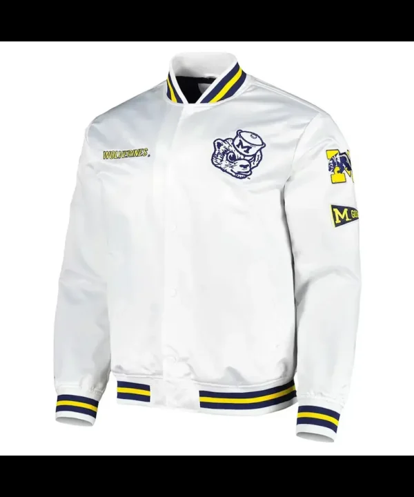 Michigan Wolverines City Collection White Varsity Satin Jacket