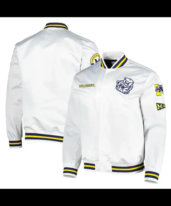 Michigan Wolverines City Collection White Varsity Satin Jacket