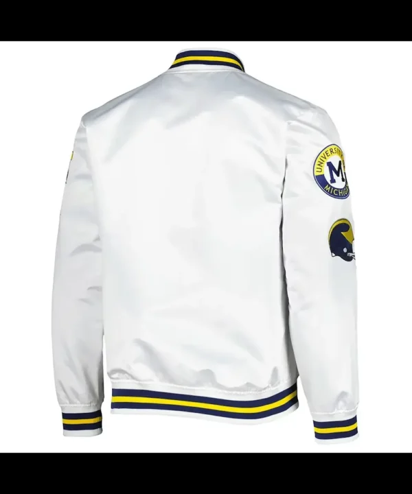 Michigan Wolverines City Collection White Varsity Satin Jacket