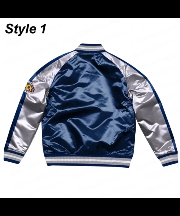 Navy Blue/Silver Dallas Cowboys Varsity Satin Jacket