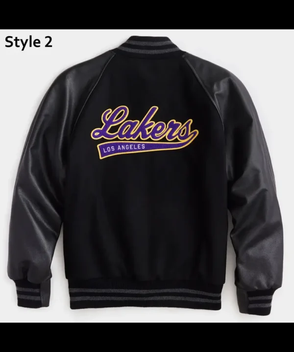 NBA LA Lakers Black and White Varsity Jacket