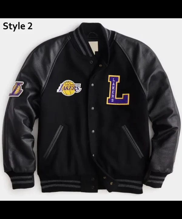 NBA LA Lakers Black and White Varsity Jacket