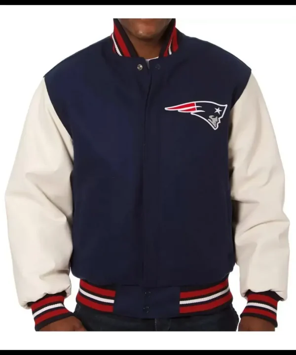 Varsity New England Patriots Blue and White Jacket