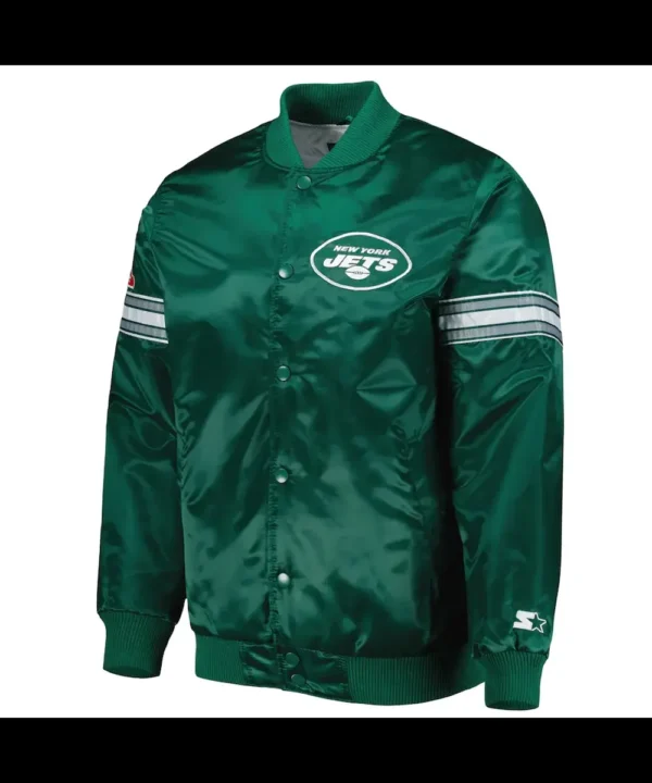 Starter NY Jets Green and Black Satin Jacket