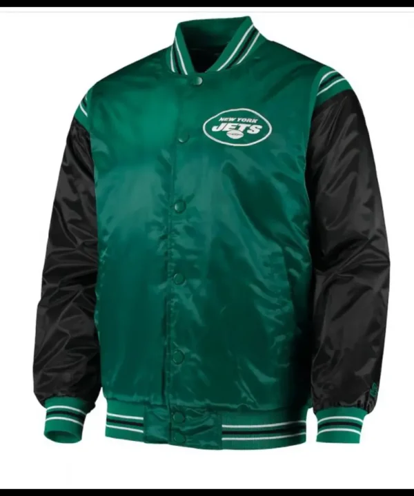 Starter NY Jets Green and Black Satin Jacket