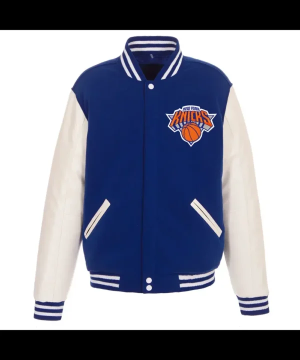 NY Knicks Blue and White Varsity Jacket