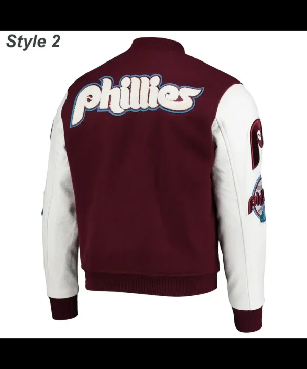 Philadelphia Phillies Letterman Burgundy and White Jacket