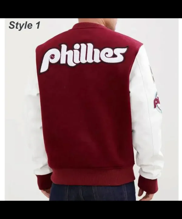 Philadelphia Phillies Letterman Burgundy and White Jacket