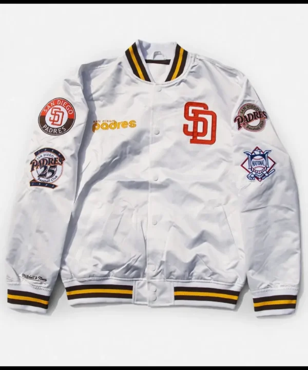 San Diego Padres City Collection White Varsity Satin Jacket