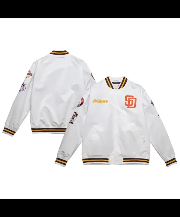 San Diego Padres City Collection White Varsity Satin Jacket