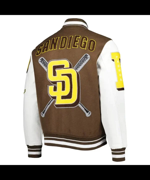 San Diego Padres Mashup Brown and White Varsity Jacket