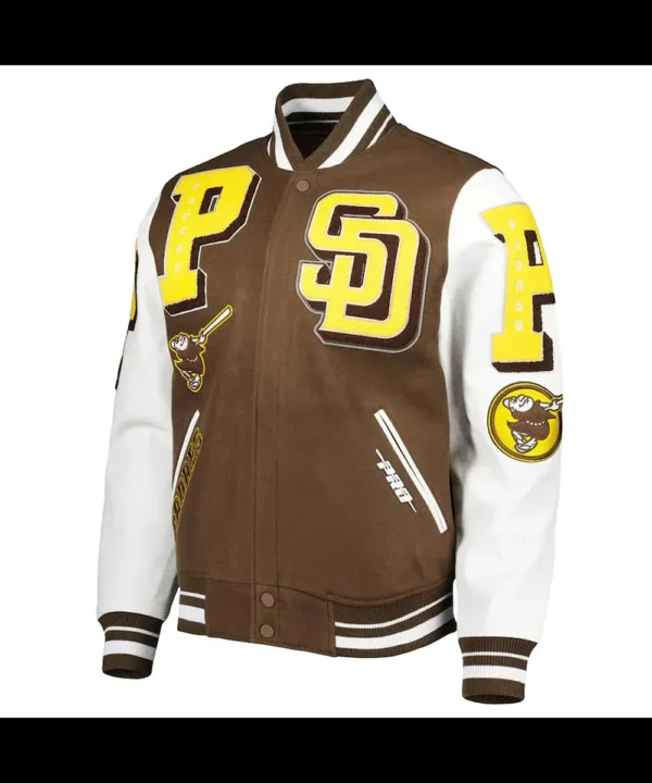 San Diego Padres Mashup Brown and White Varsity Jacket