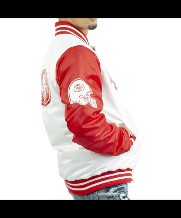 San Francisco 49ers White and Red Satin Jacket