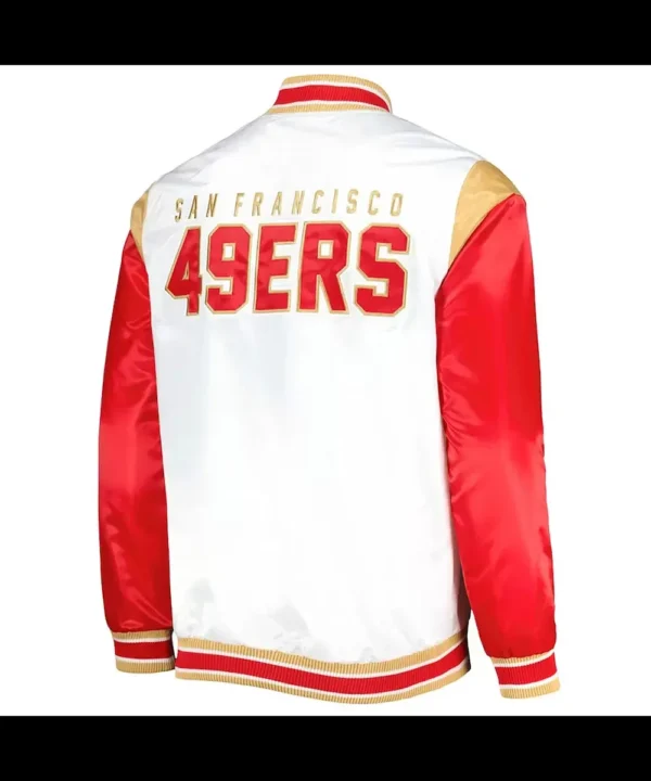 Throwback Warm Up Pitch San Francisco 49ers Varsity Satin Jacket