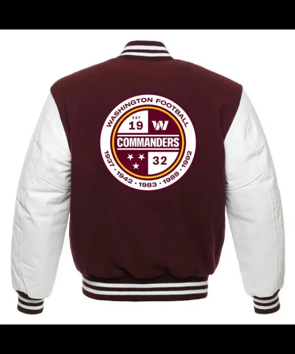 Washington Commanders Letterman Maroon and White Jacket