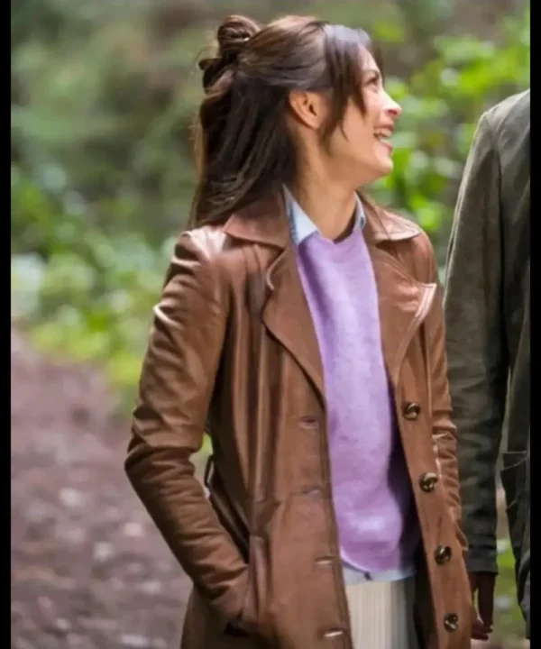 Murder In A Small Town 2024 Kristin Kreuk Leather Coat