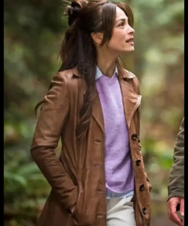 Murder In A Small Town 2024 Kristin Kreuk Leather Coat