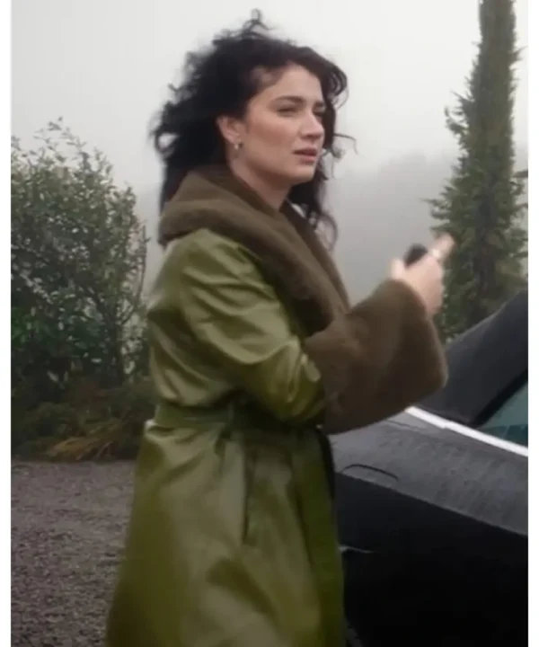 Bad Sisters S02 Eve Hewson Green Leather Coat