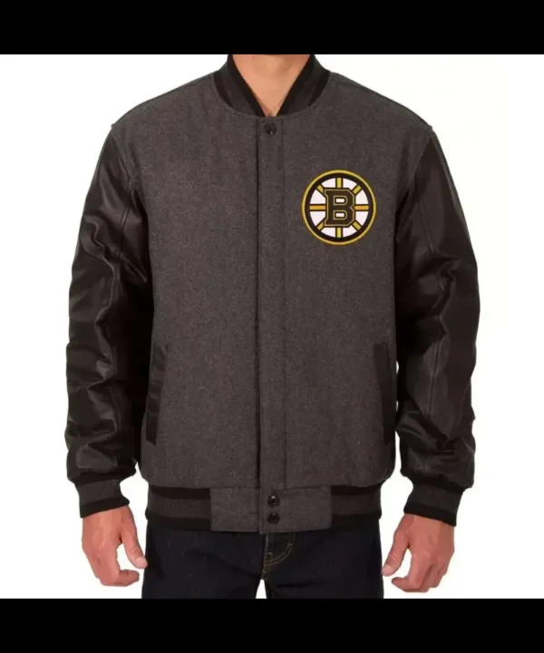 NHL Boston Bruins Grey Varsity Jacket