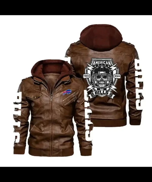 Buffalo Bills Broddie Vintage Leather Jacket With Hood