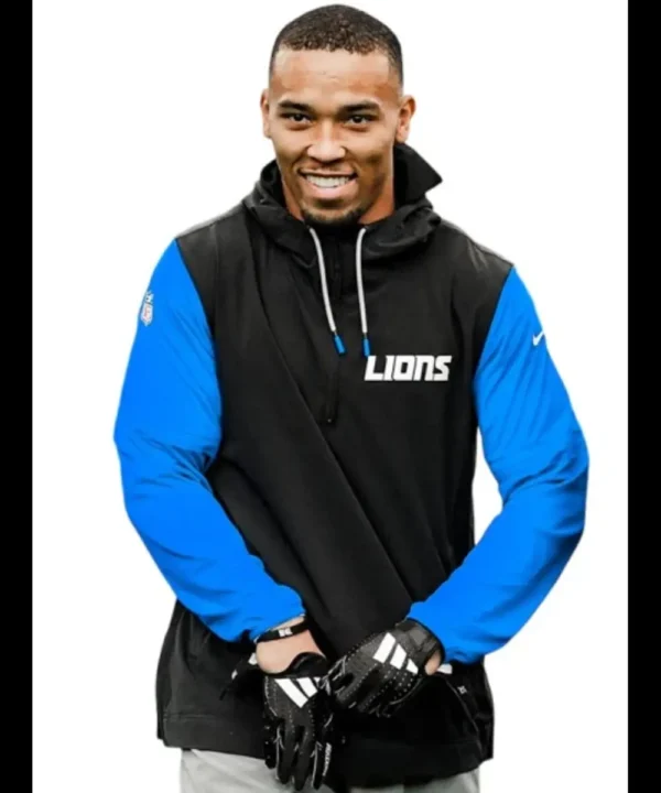 Detroit Lions Sideline Pre-Game Half-Zip Hoodie Jacket