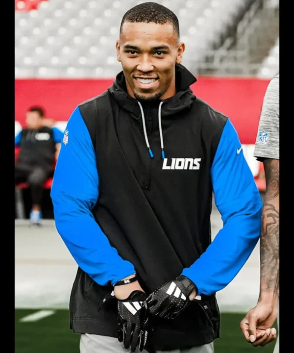 Detroit Lions Sideline Pre-Game Half-Zip Hoodie Jacket