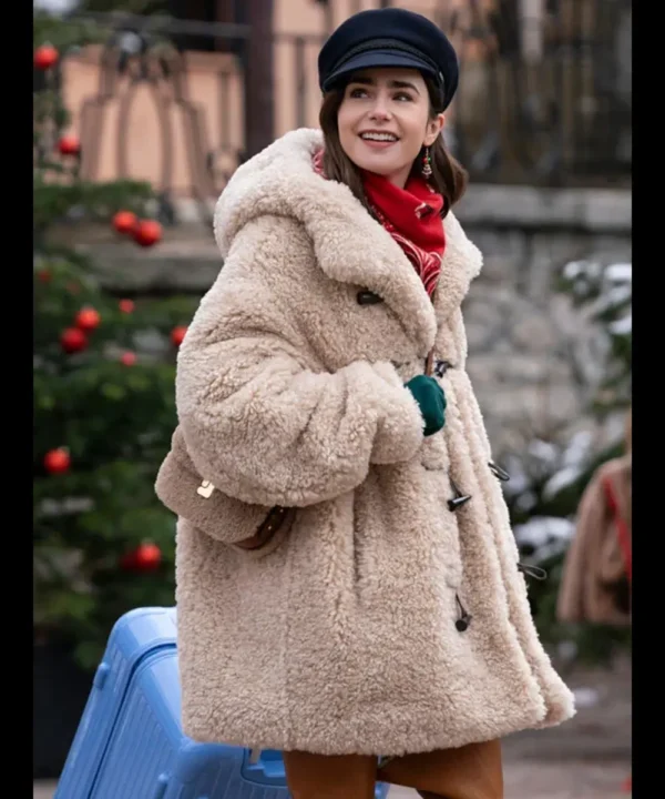 Emily In Paris S04 Lily Collins Shearling Jacket